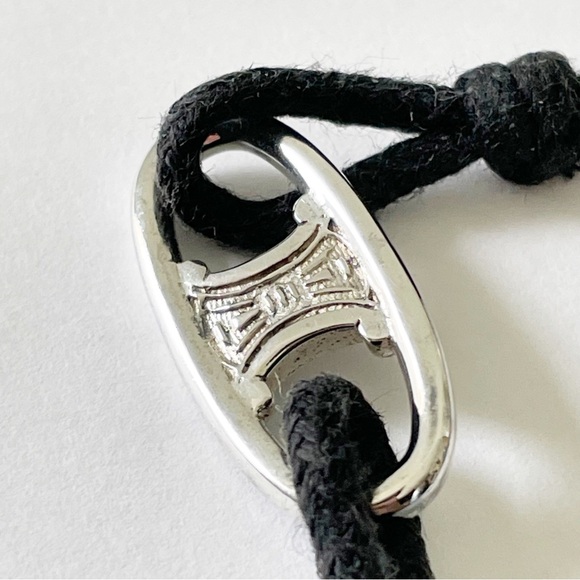 Celine RARE sterling silver Maillon Triomphe black cord bracelet - Picture 6 of 10